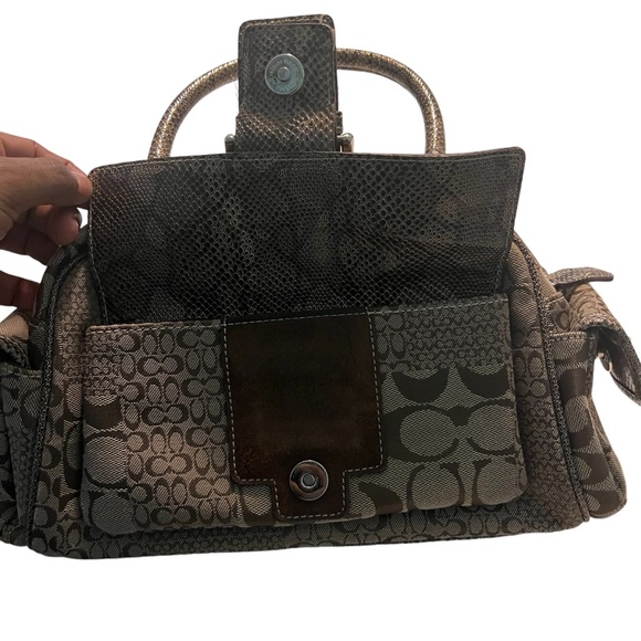 Coach Satchel Handbag Purse Brown Tan  Signature Coach - Picture 4 of 13